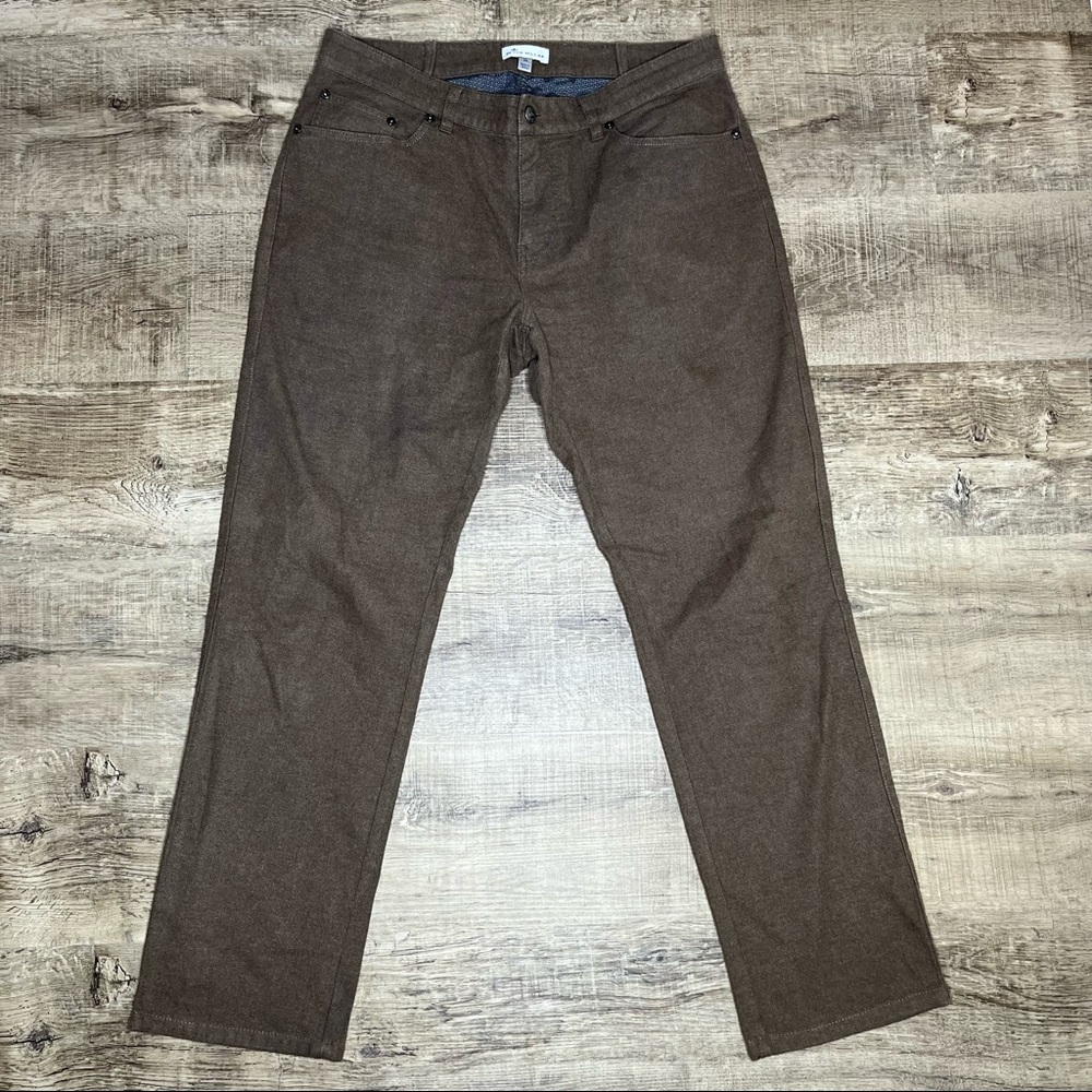 Peter Millar Mens Size 34x30 Brown Cotton Flannel Five Pocket Pants SCTCH 615B